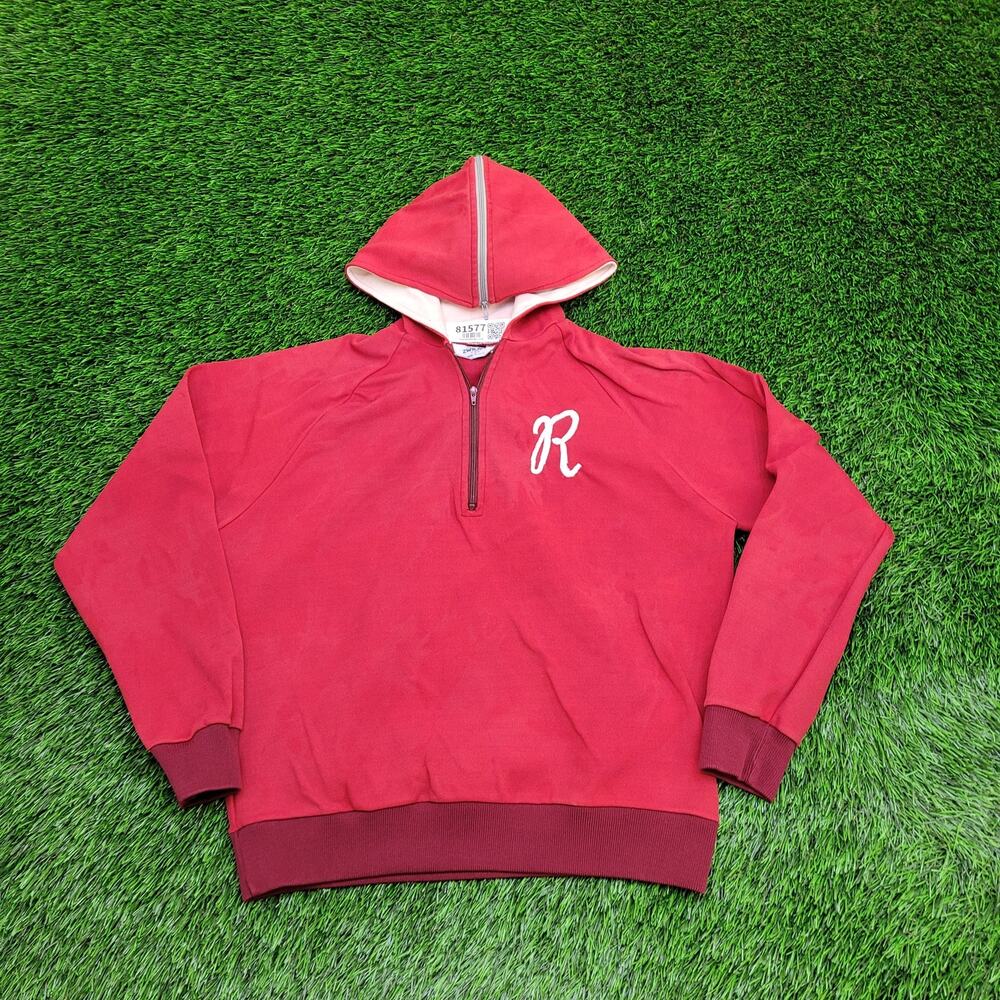 Vintage 80s MOD 1/4 Zip Hoodie Jacket Womens Large 20x22 Red
